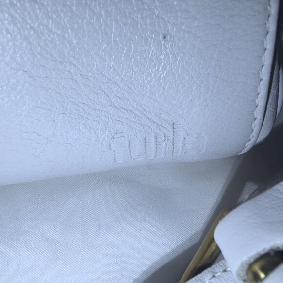 Furla 1927 leather bamboo shoulder bag w/dusty EUC - Picture 3 of 12